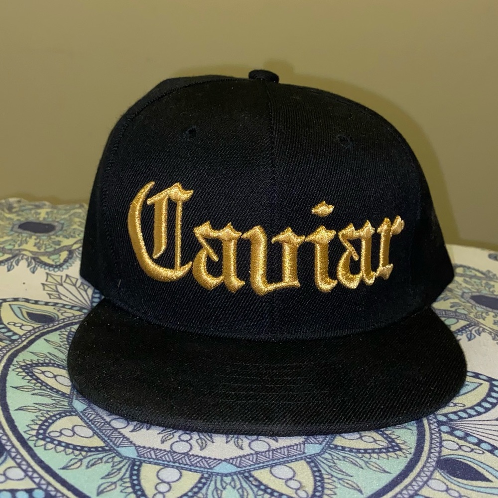 Caviar Gold Black and Metallic Gold Snapback Adjustable Cap  🧢 OSFM